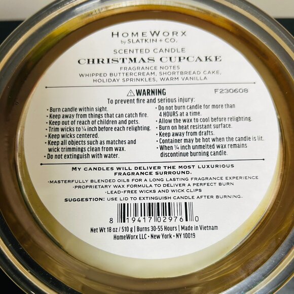 HomeWorx by Slatkin Christmas Cupcake 4-Wick 18oz Candle NEW - Picture 4 of 4